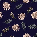 Spring seamless pattern with flowers and leaves Royalty Free Stock Photo