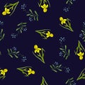 Spring seamless pattern with iris and forget-me-not Royalty Free Stock Photo