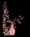 Spring season cherry blossom branches arrangement in vase - decorative vector design Royalty Free Stock Photo