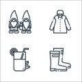 Spring season line icons. linear set. quality vector line set such as boots, lemonade, raincoat