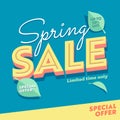 Spring Season Sale Green Floral Typography Banner Template. Promo Discount Offer Limited Price Off Poster. Super Deal Royalty Free Stock Photo