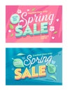 Spring Season Sale Natural Horizontal Banner Template Set. Discount Offer Off Price Typography Poster. Deal Promotion Royalty Free Stock Photo