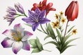 Ultra-Detail Beautiful Springtime Spring Season, popular spring flowers Royalty Free Stock Photo