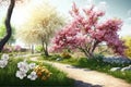 Ultra-Detail Beautiful Springtime Spring Season, popular spring flowers Royalty Free Stock Photo