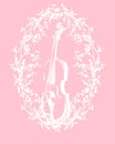 Spring season vector silhouette design with violin and cherry tree blossom branches Royalty Free Stock Photo