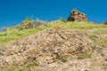 Landscape with unusual color of igneous rocks on Volcanic mountain range Kara-Dag located in Eastern Crimea