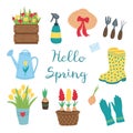 Spring set of handdrown garden items