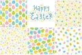 Spring set with seamless patterns and lettering - Happy Easter. Hand-drawn vector illustration in a simple childish Royalty Free Stock Photo