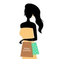 SPRING SHOPPING LADY SILHOUETTE VECTOR