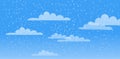 Spring sky, clouds, precipitation, rain, snow, hail. Vector illustration. Natural background with place for text