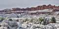 Spring snowfall on the mountains in the desert near Moab, Utah Royalty Free Stock Photo