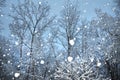 Spring nor`easter snowstorm with giant wet snowflakes Royalty Free Stock Photo