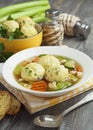 Spring soup with meatballs turkey