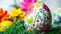 Spring into Springtime with a Whimsical Botanical Easter Egg An Abstract Illustration Explores Vibrant Hues and Herbal Royalty Free Stock Photo