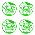 Spring design stickers set 50%, 55%, 60%, 70% off with butterflies