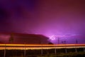Spring Storm, lightning and truck. Royalty Free Stock Photo