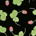 Spring strawberry watercolor seamless pattern