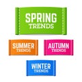 Spring, summer, autumn and winter trends labels