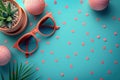 Spring and summer background with bright and cheerful attributes. Concepts of April Fool's Day or April Fool's Royalty Free Stock Photo