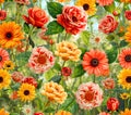 Spring Summer Floral Pattern Vibrant Garden Flower Blooms Royalty Free Stock Photo