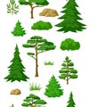 Spring or summer forest pattern. Background with stylized trees. Seasonal illustration.