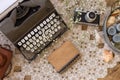 Spring or summer freelance and writing concept. Retro typewriter Royalty Free Stock Photo