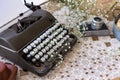 Spring or summer freelance and writing concept. Retro typewriter Royalty Free Stock Photo