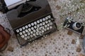 Spring or summer freelance and writing concept. Retro typewriter Royalty Free Stock Photo