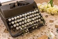 Spring or summer freelance and writing concept. Retro typewriter