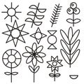 Spring  summer icons set. Vector icons of flowers  sun  stars on a solid background Royalty Free Stock Photo