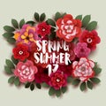 SPRING- SUMMER. Illustration with flowers and leaves.