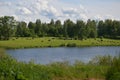 Spring summer landscape blue sky clouds Royalty Free Stock Photo