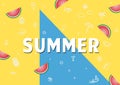 Spring Summer poster, banner Watermelon vector illustration, lettering and Colorful design for poster card, Royalty Free Stock Photo