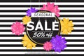 Spring, summer sale banner with flower.