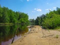 Spring sun magic bright forest beautiful sunny blue sky river Royalty Free Stock Photo