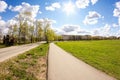 Spring sun over the outskirts of the city