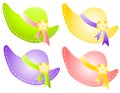 Spring Sunbonnet Hats With Flowers Ribbon Royalty Free Stock Photo
