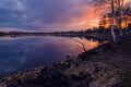 spring sunset landscape on the river Daugava in Latvia near the town of Aizkraukle 2 Royalty Free Stock Photo