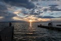 Spring sunset from the old wooden jetty