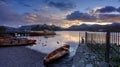 Spring sunset over Derwent Water from Keswick Harbour, Lake District National Park Royalty Free Stock Photo