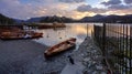 Spring sunset over Derwent Water from Keswick Harbour, Lake District National Park Royalty Free Stock Photo