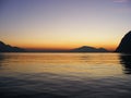 Spring sunset over the lake of Iseo ,italy Royalty Free Stock Photo