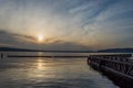 Spring sunset over Lake Washington from Gene Coulon Memorial Park Royalty Free Stock Photo