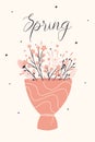 Spring template for greeting card, flyer and invitation. Flower composition design. Colorful floral nature design Royalty Free Stock Photo