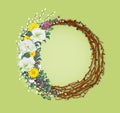 Spring template with shasta disy on wreath vector