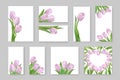 Spring templates with pink tulips with place for text