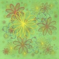 Spring texture with stylized color flowers