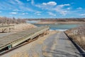 Spring thaw at Saskatchewan Landing Provincial Park boat launch Royalty Free Stock Photo