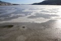 Spring and thawing lake - frozen lake slowing thawing out to end winter and start spring!