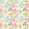 Retro Spring seamless pattern of cutout style daisies.